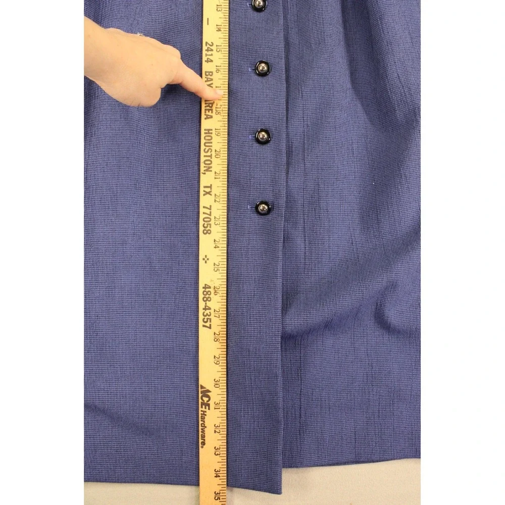 Miss Dorby Vtg Blue Sailor Collar Button Cottagecore Dress Womens 10 Houndstooth - Picture 5 of 13